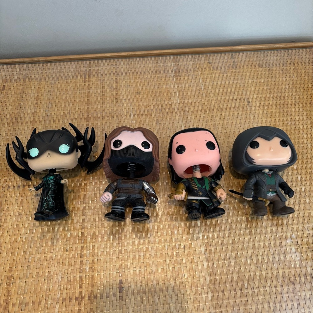 Funko Pop Collectible Figures set in good condition 3 of 4 are bobble heads